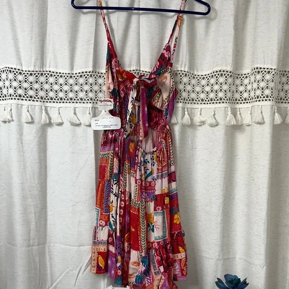 Angie Patchwork Floral Mini Dress in Pink and Red - Picture 3 of 7